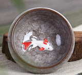 Beautiful Golden Fish Porcelain Cups